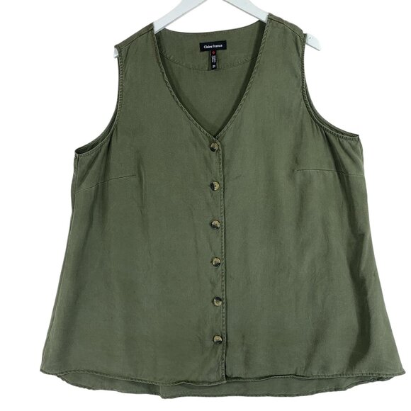 plus size sleeveless Button tank top tunic style  green size 20 Claire France - Picture 1 of 15